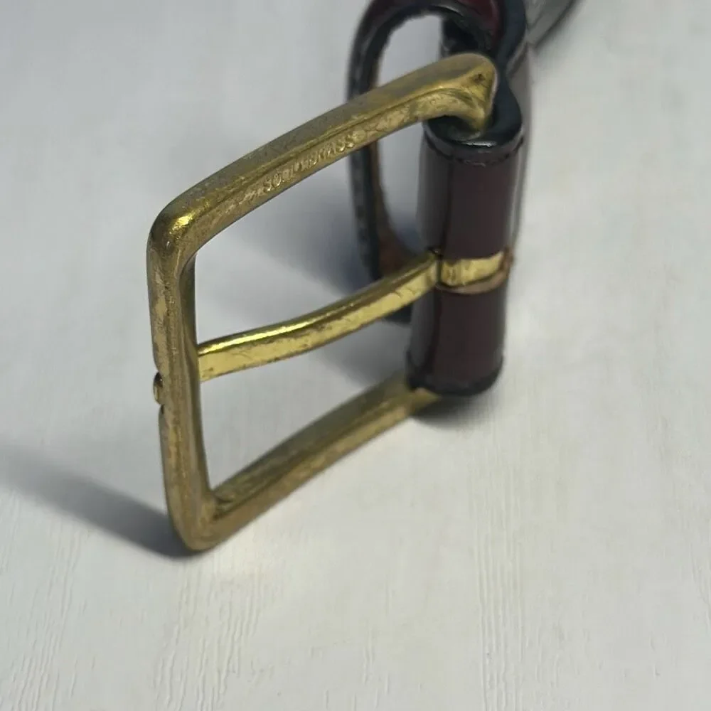 Brighton Genuine Leather Belt‎ Mens 40 Brown Solid Brass Buckle English Calf